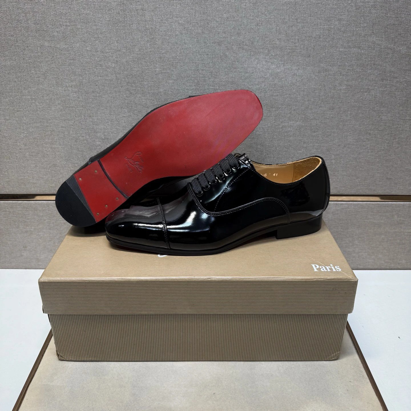 Design Cap-Toe Oxford Black Leather Shoes - 2