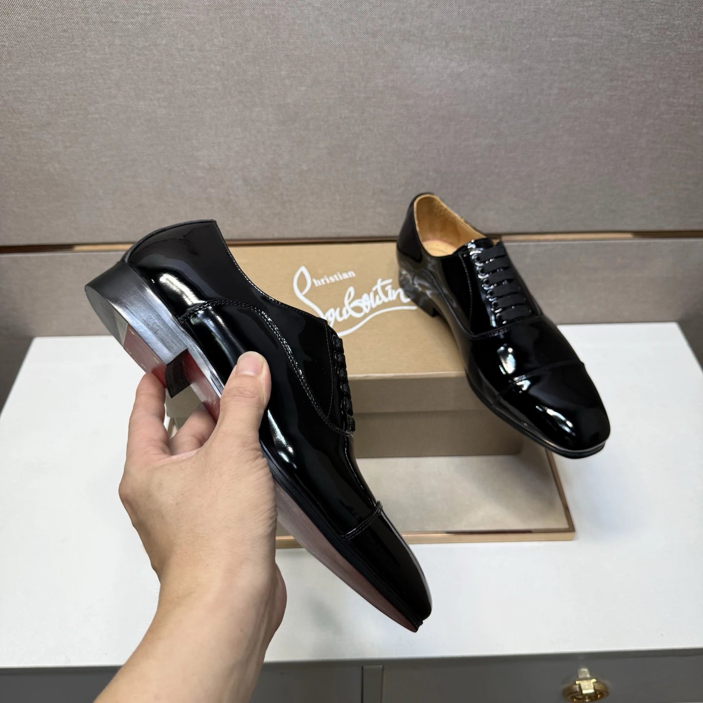 Design Cap-Toe Oxford Black Leather Shoes - 9