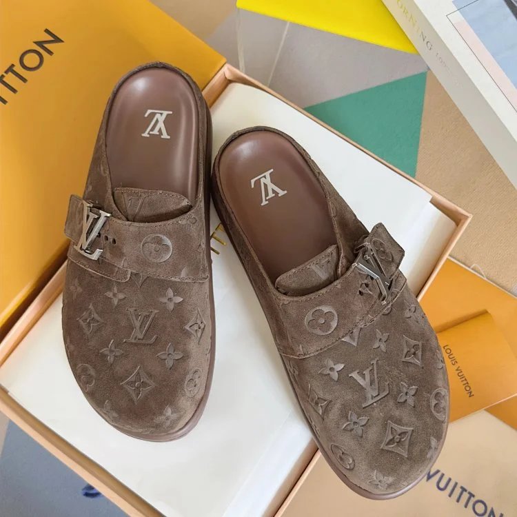 Louis Vuitton Slippers Monogram suede buckle clogs image 1