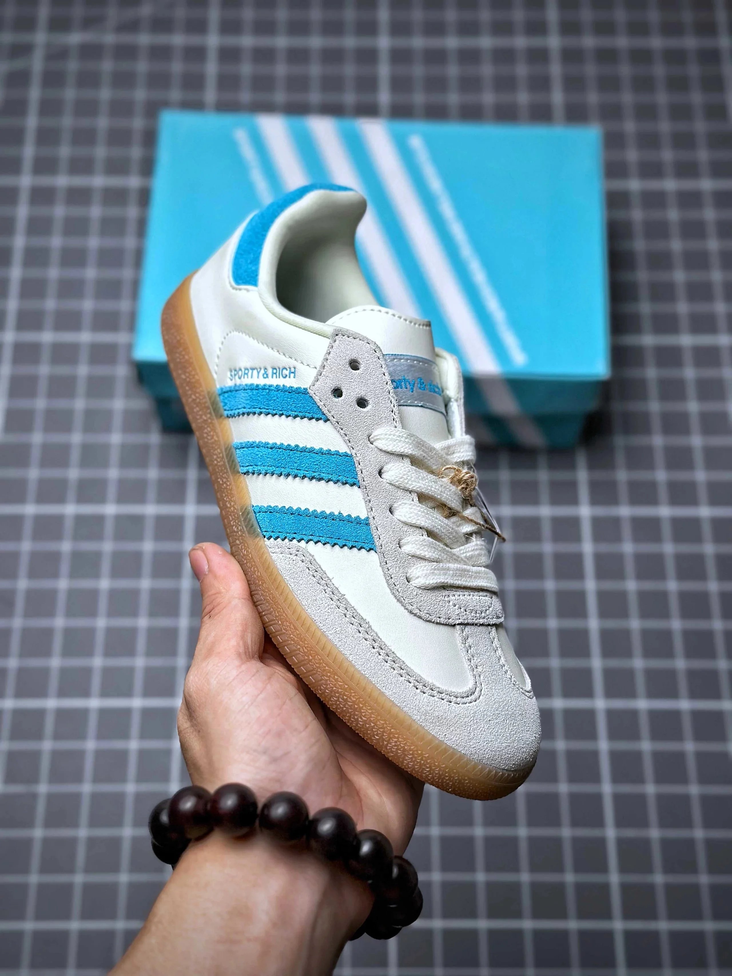 blue and white