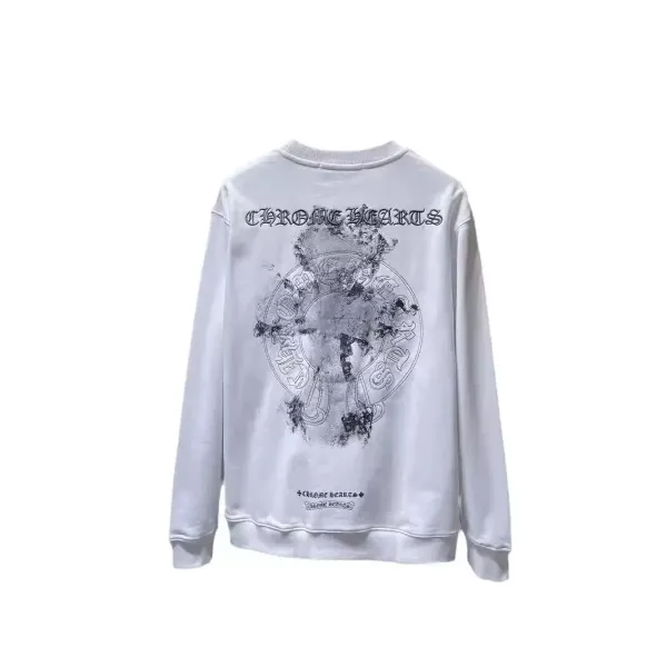 Chrome Hearts Distressed Logo Hoodie White - 1