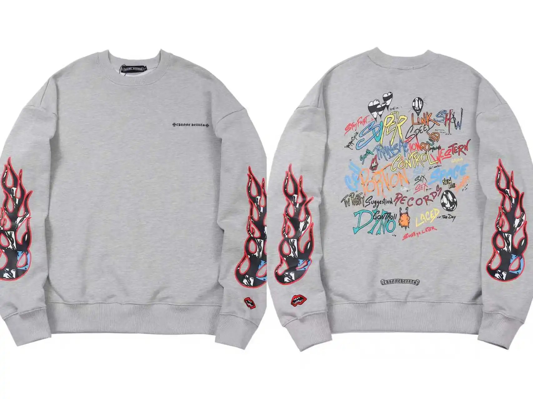 Chrome Hearts Lip Embroidered Black Crewneck Sweater - 5