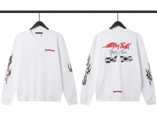 Chrome Hearts Stay Fast Race Team White Hoodie - 1
