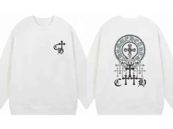 Chrome Hearts Cross Motif Oversized Crewneck Sweatshirt White - 1