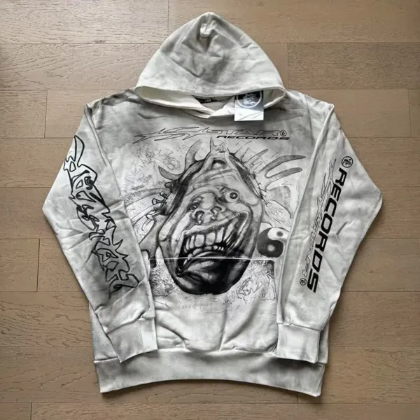 X-Star Records x Artist Collaboration Distressed Graphic Hoodie - 1