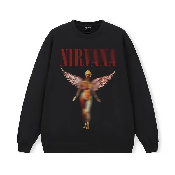 Nirvana x Unknown Brand Angel Graphic Hoodie Black - 5
