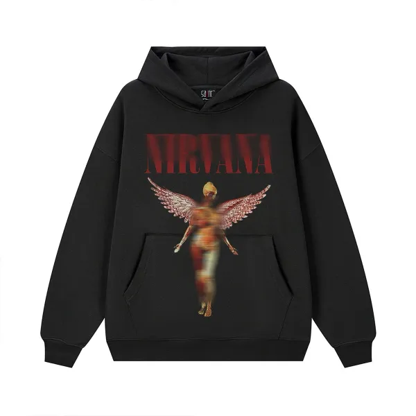 Nirvana x Unknown Brand Angel Graphic Hoodie Black - 1
