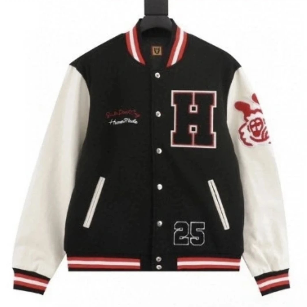 Autumn Winter Baseball Jacket Leather Patchwork
