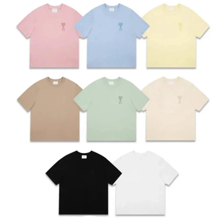 Macaron Heart Embroidered Cotton T-Shirt