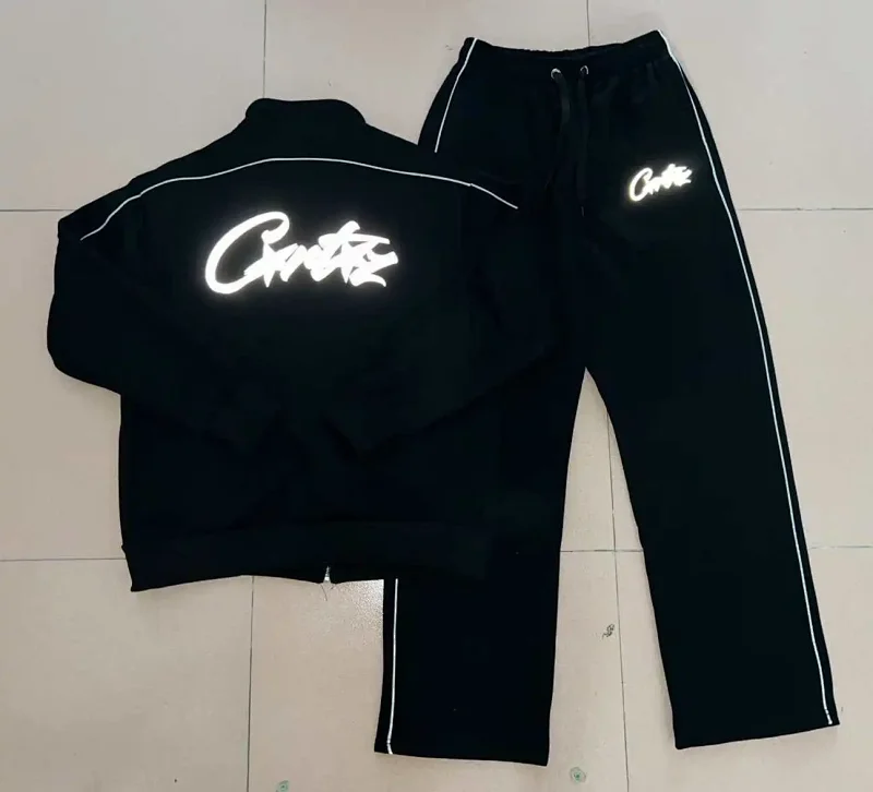 Reflective Letter Track Jacket and Pants