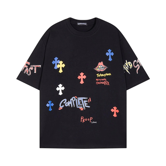 Short sleeved European and American street half sleeved t-shirt