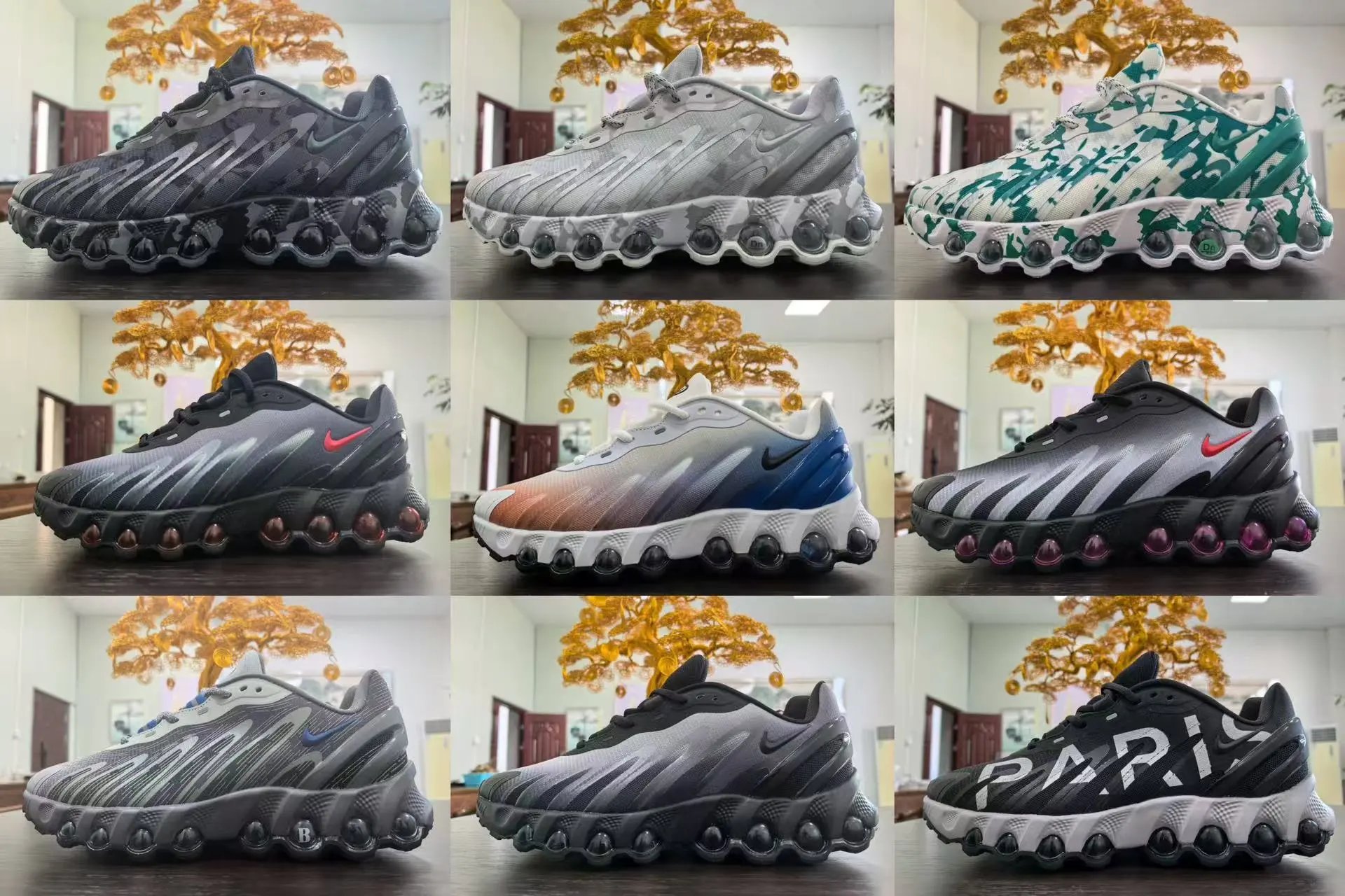 Nike Shox R4 Camo Gray Running Shoes - 3