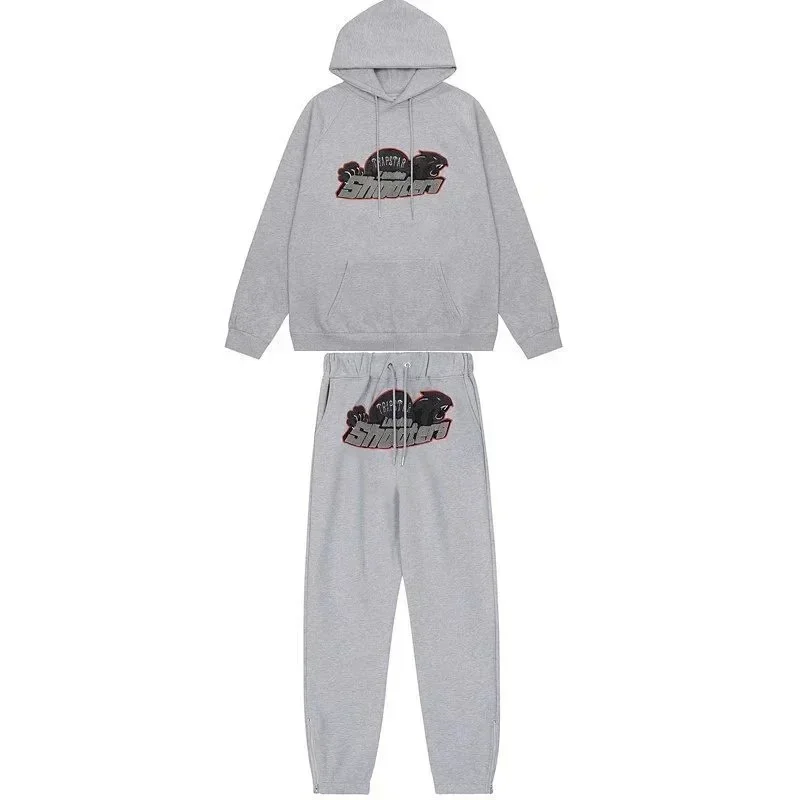 Tiger Head Towel Embroidery Hoodie and Pants Set