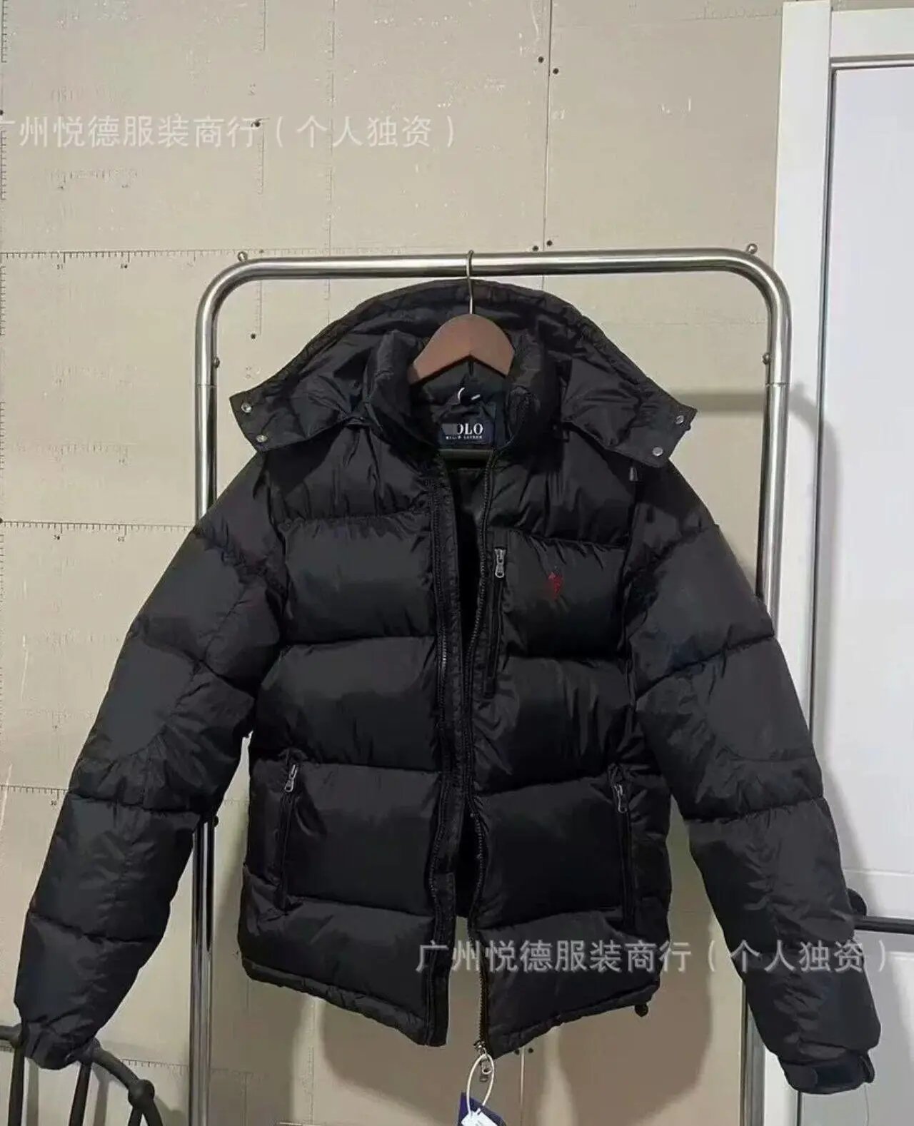 Stone Island Down Jackets Hooded quilted puffer jacket with sleeve compass patch — Black-10