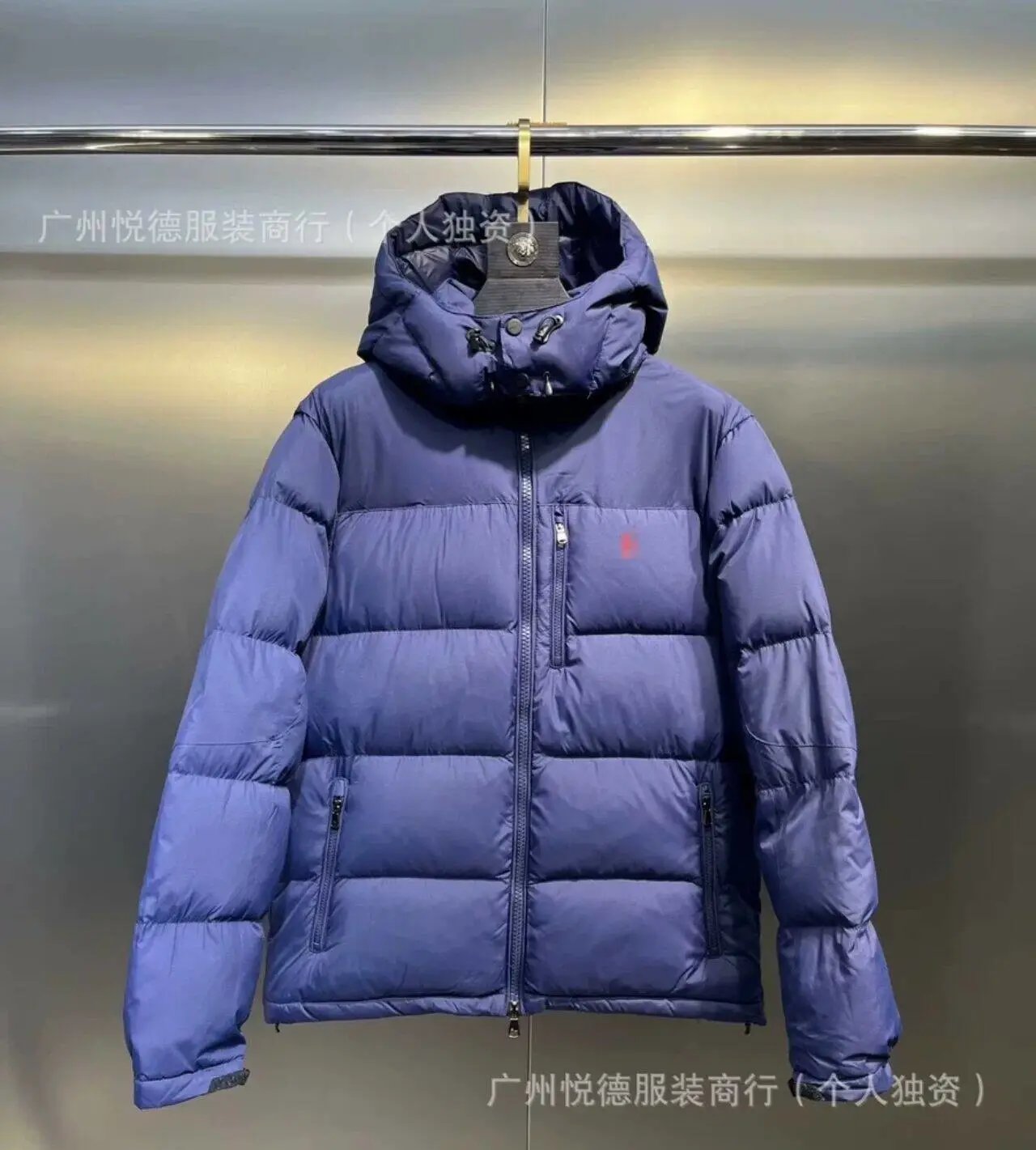 Stone Island Down Jackets Hooded quilted puffer jacket with sleeve compass patch — Navy Blue-11
