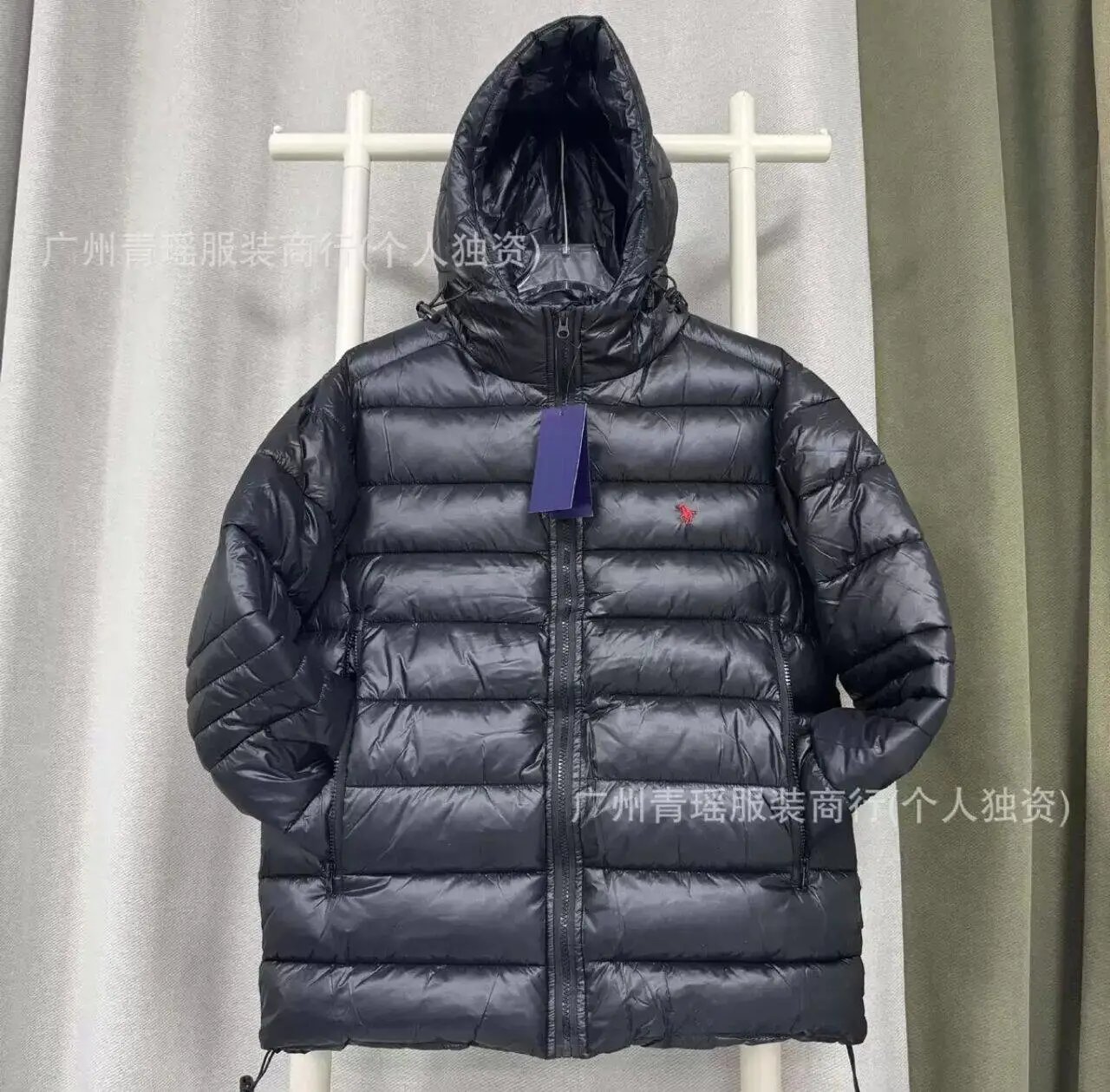 Stone Island Down Jackets Hooded quilted puffer jacket with sleeve compass patch — Black-12