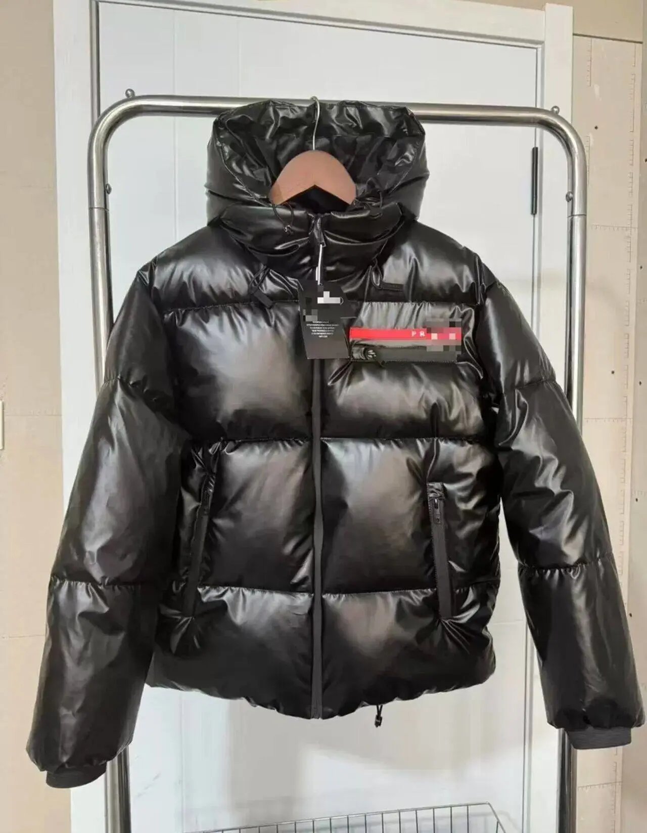Stone Island Down Jackets Hooded quilted puffer jacket with sleeve compass patch image 5