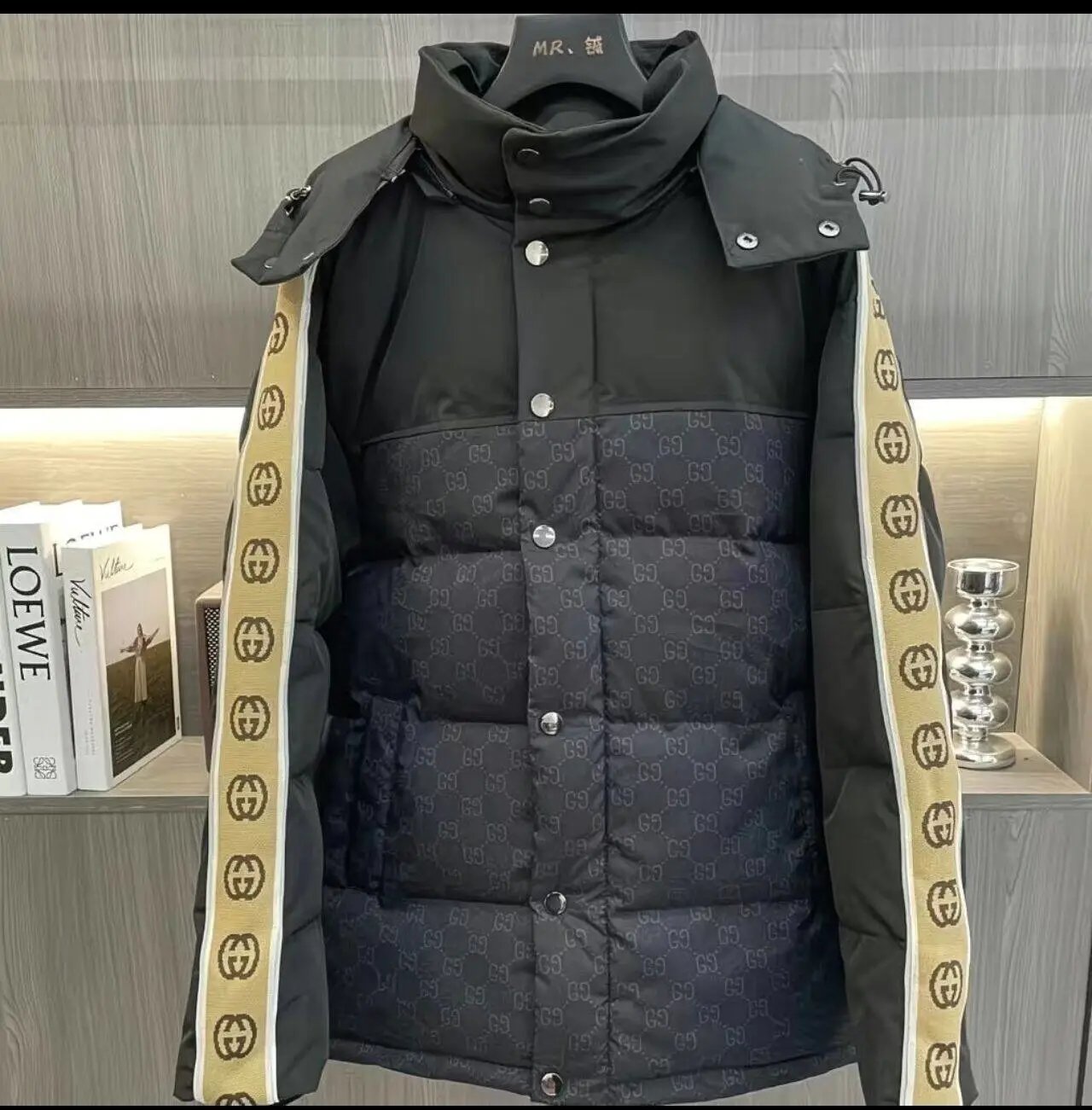 Stone Island Down Jackets Hooded quilted puffer jacket with sleeve compass patch — Black-18