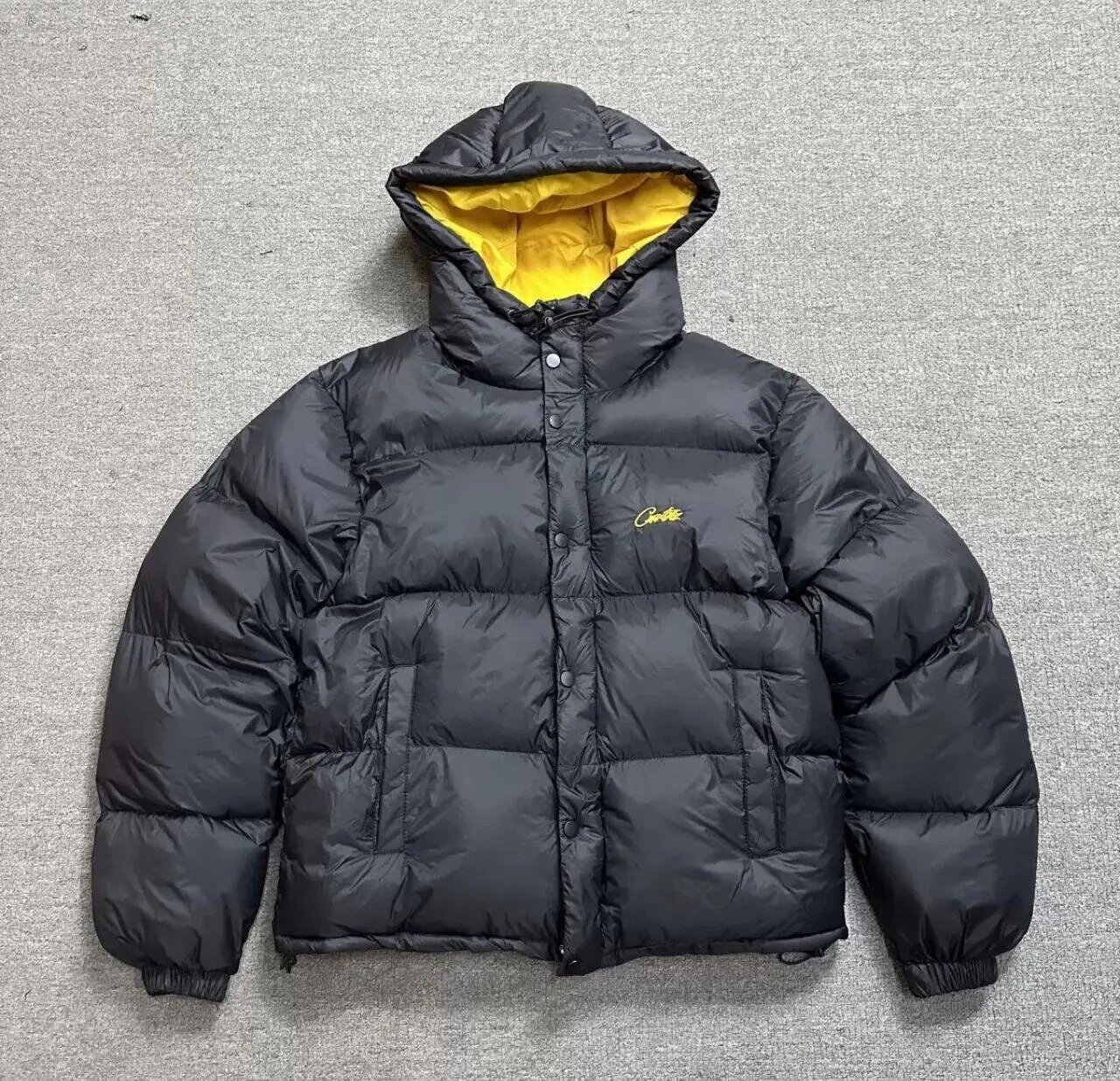 Stone Island Down Jackets Hooded quilted puffer jacket with sleeve compass patch — Black and yellow-33