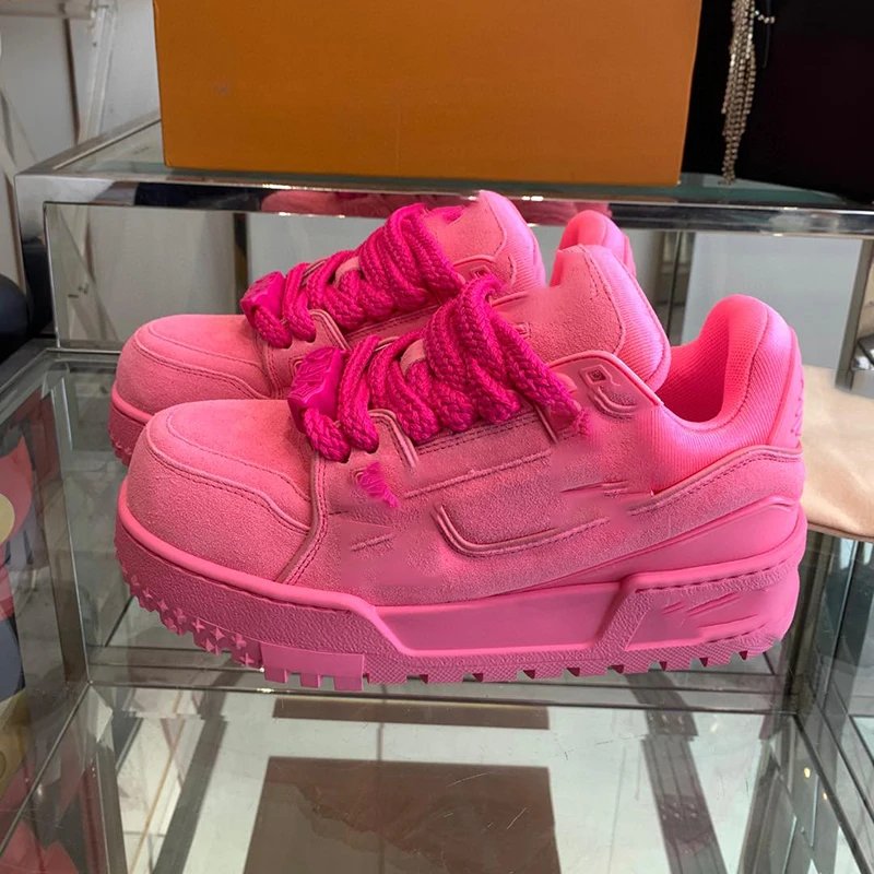 Fluorescent red sneakers