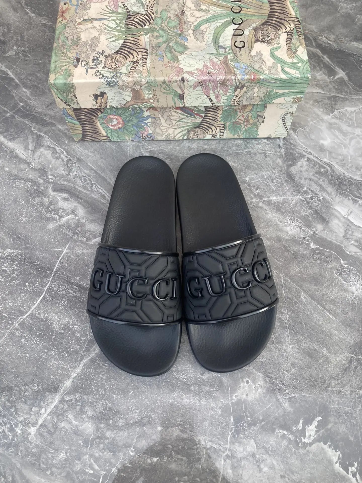 Gucci Horsebit Logo Slide Black