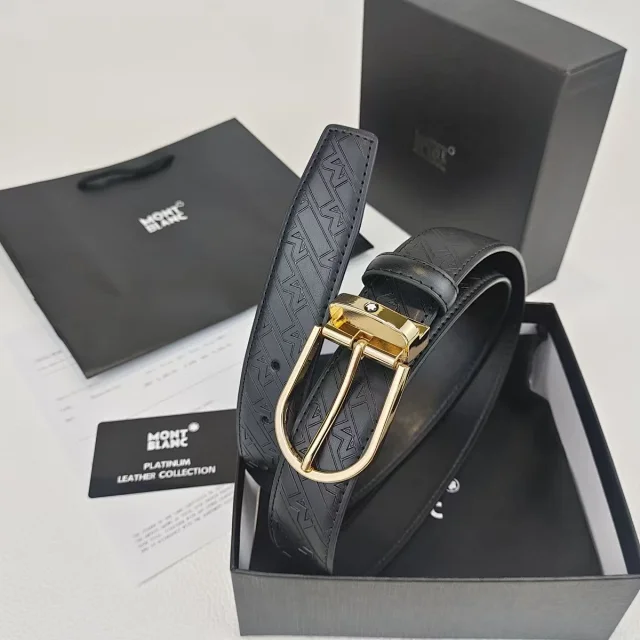 Montblanc Belts DX134-1 Embossed Logo Buckle Belt product detail image 5