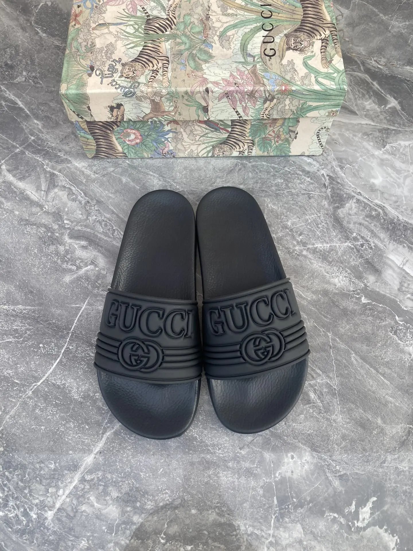 Gucci Logo Rubber Slide Black