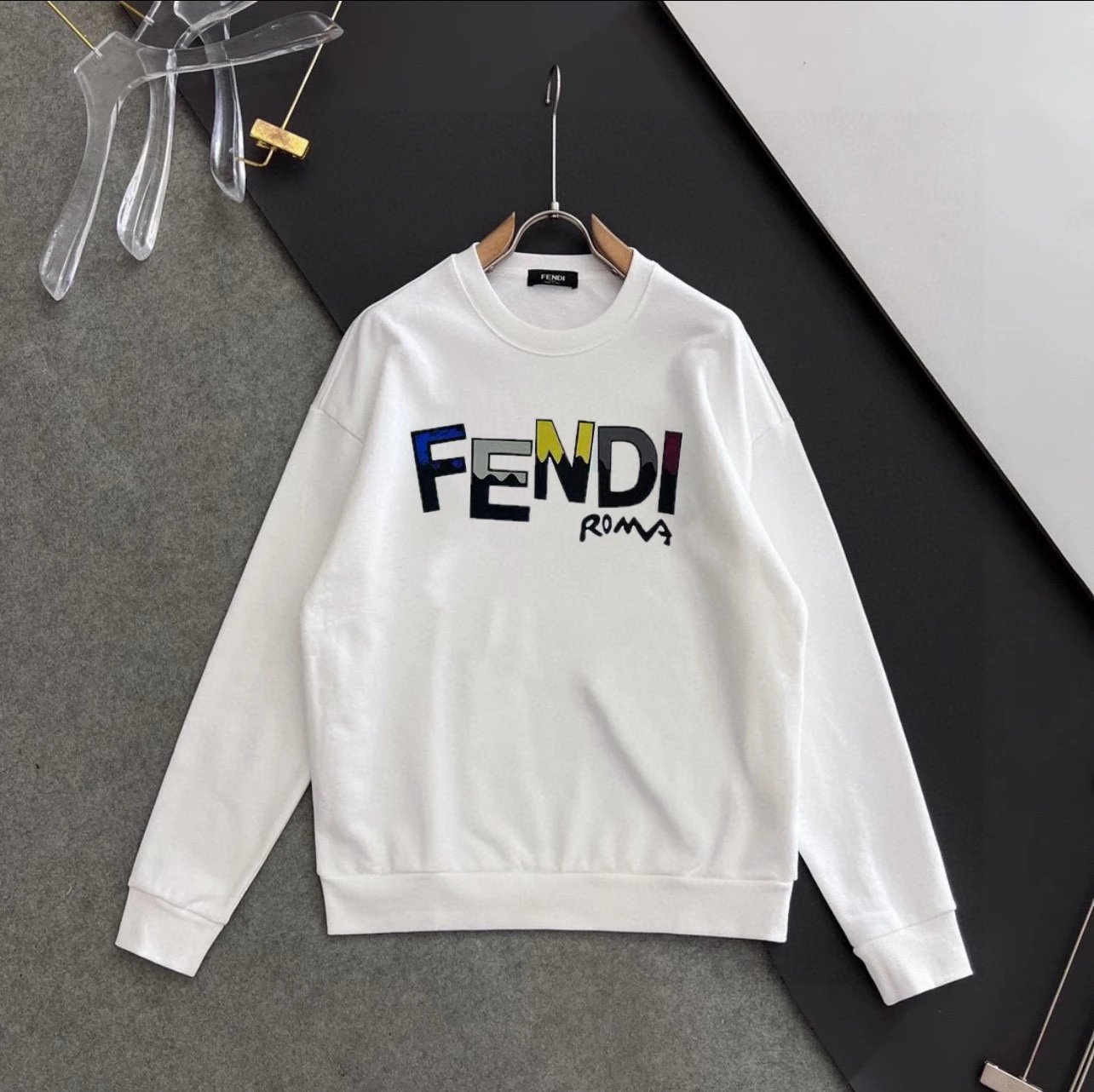 Fendi Roma Logo Print Black Hoodie - 12