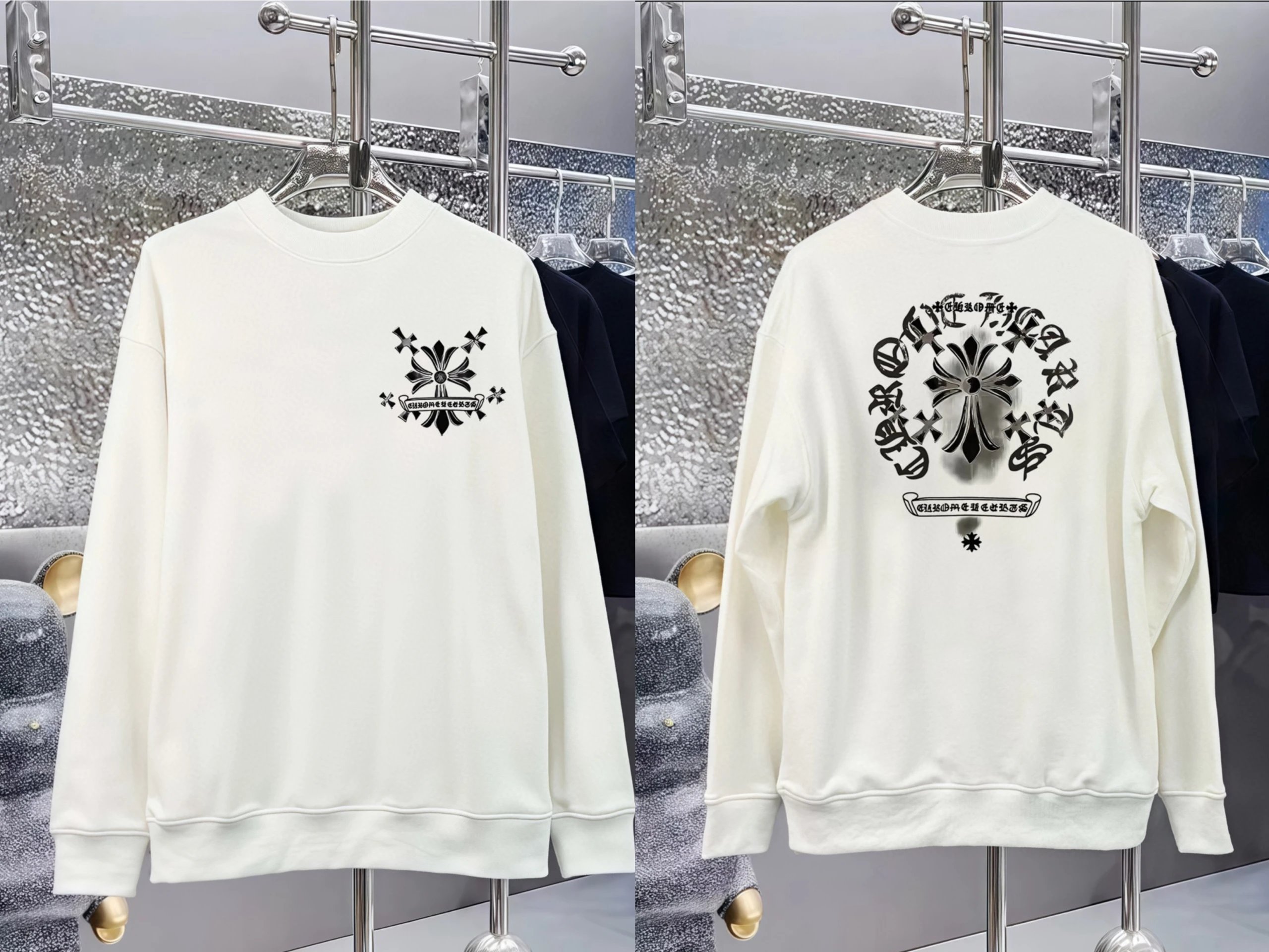 Design Splatter Circle Graphic White Hoodie - 3