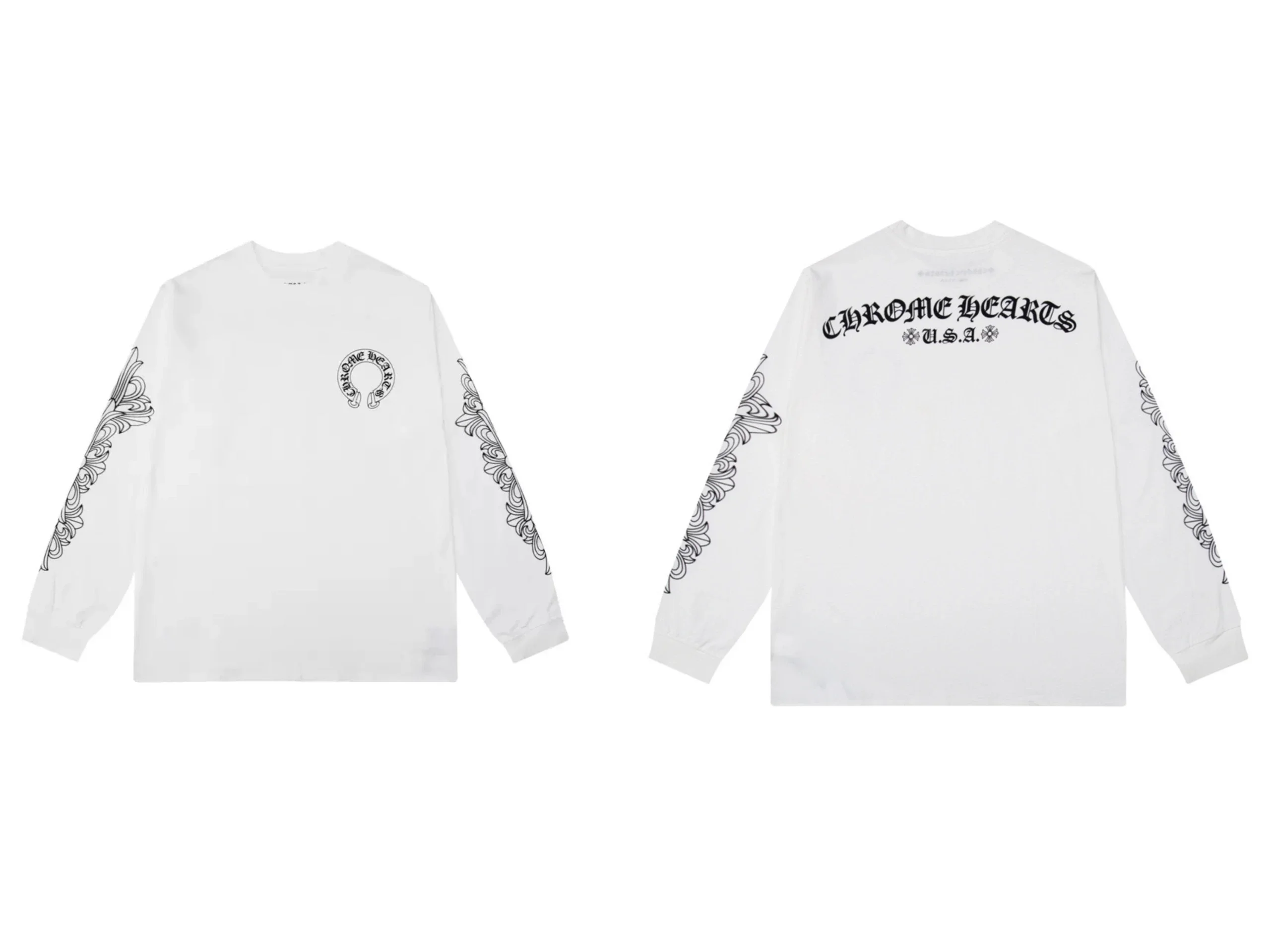 Chrome Hearts USA Horseshoe Scroll Black Long Sleeve