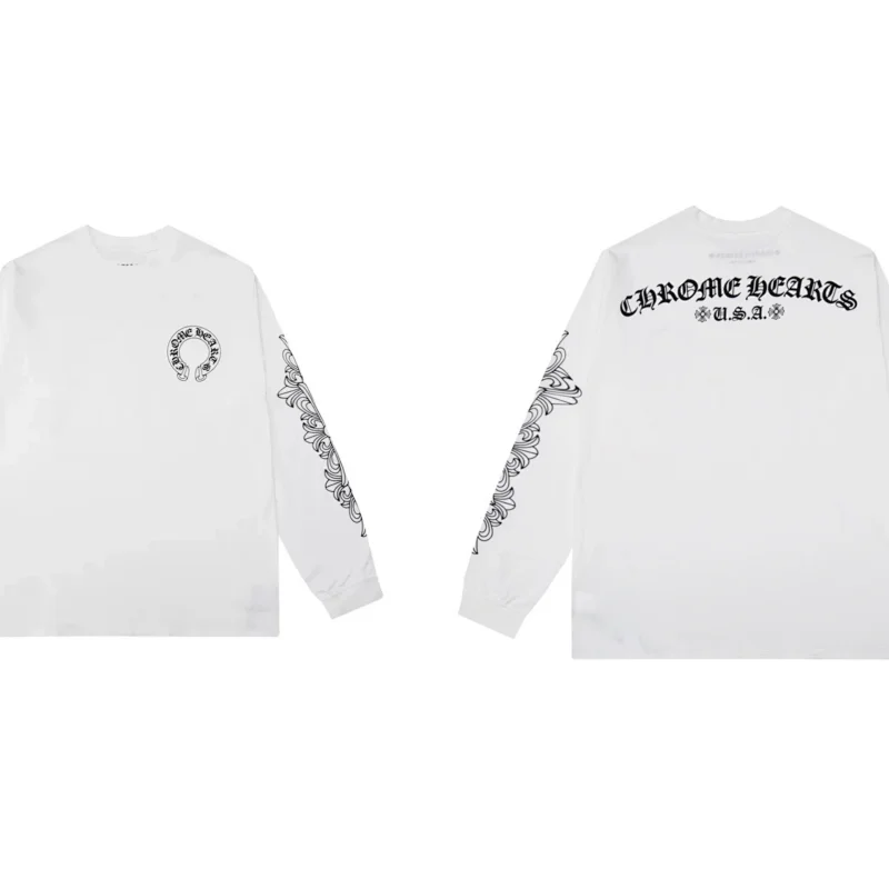 Chrome Hearts USA Horseshoe Scroll Black Long Sleeve - rep longsleeve