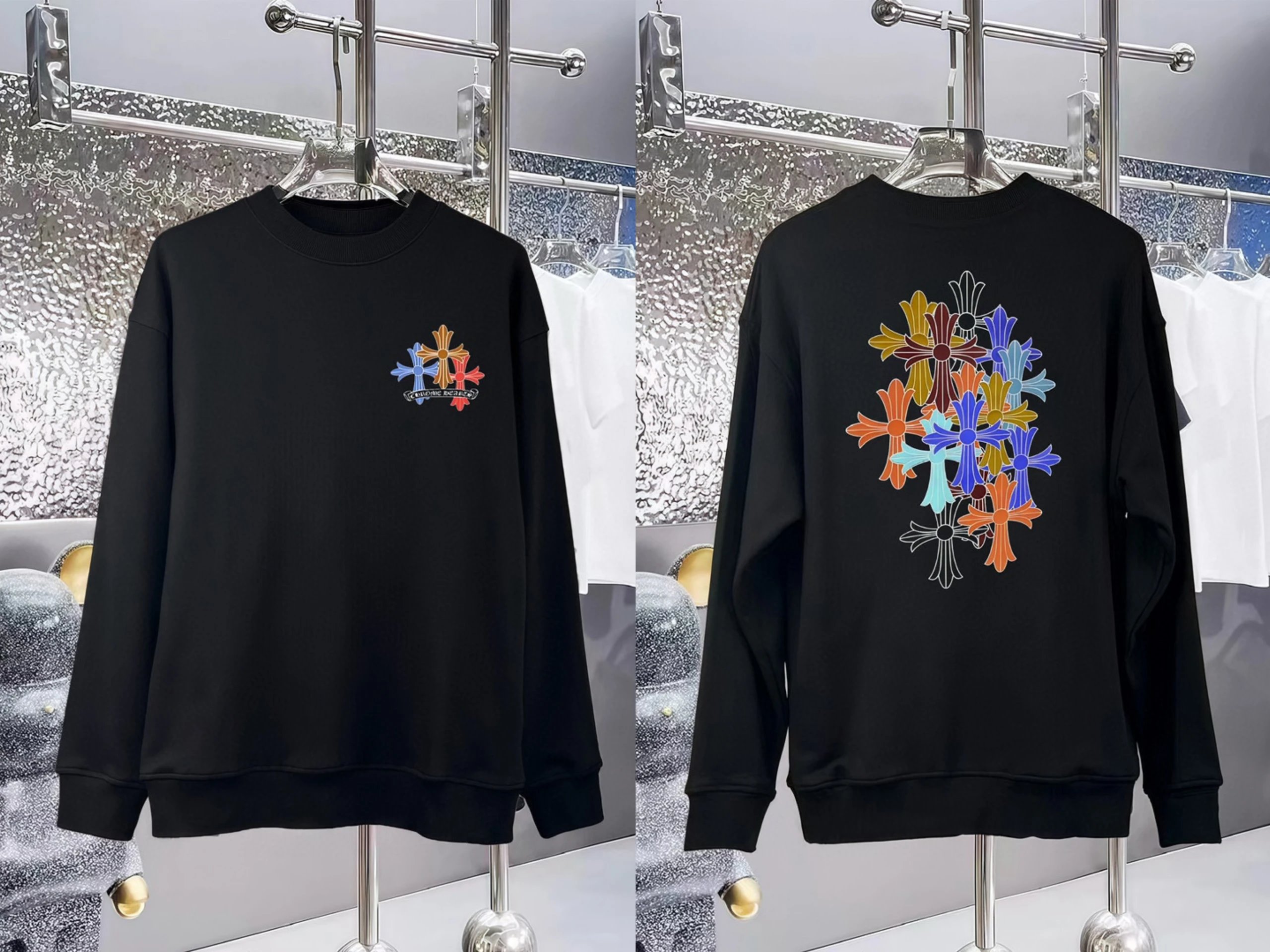 Design Splatter Circle Graphic White Hoodie - 7