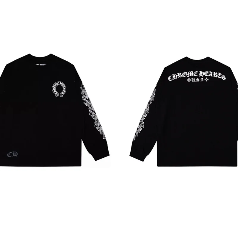 Chrome Hearts USA Horseshoe Scroll Black Long Sleeve - rep longsleeve
