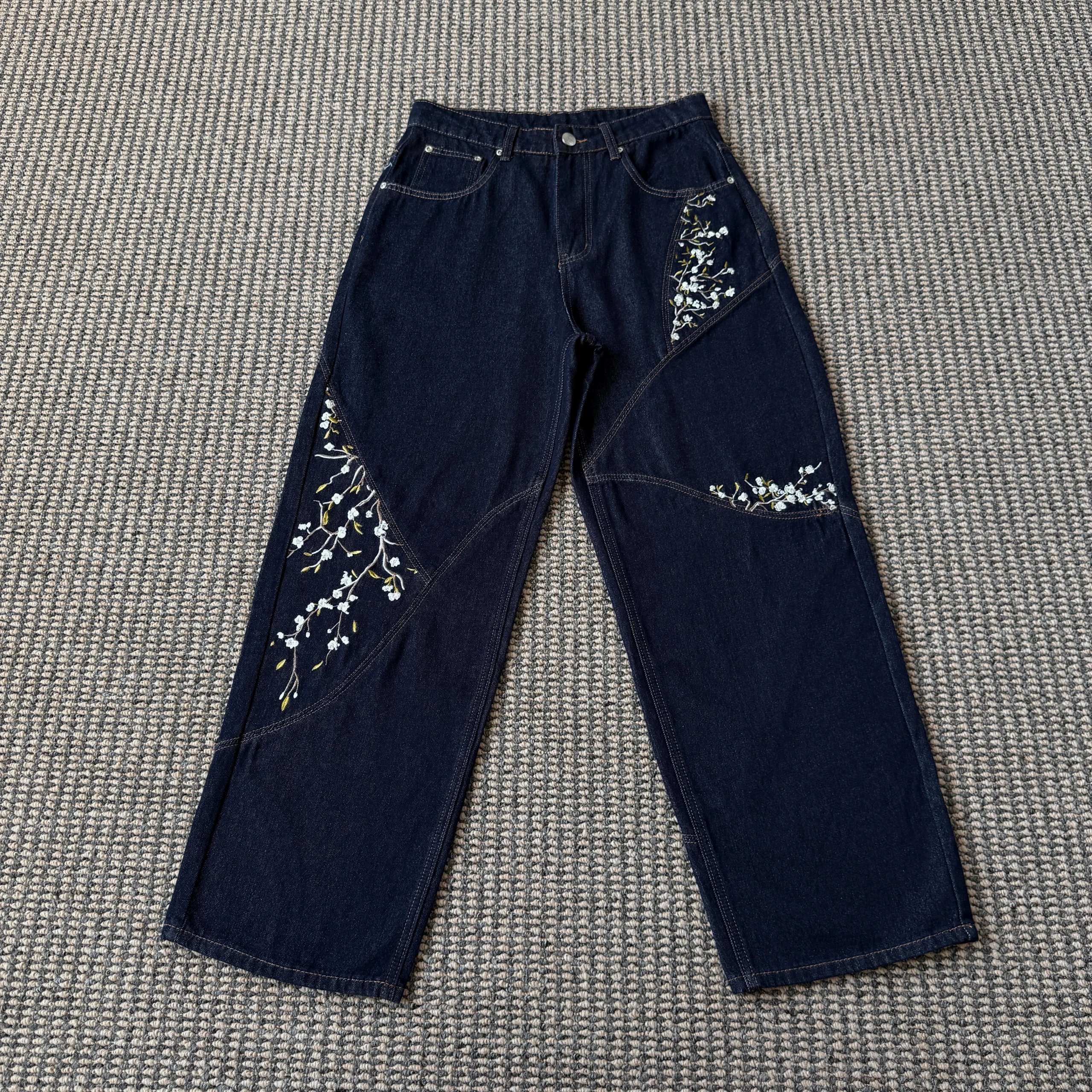 Dior Oblique Embroidered Wide-Leg Jeans Light Wash - 16