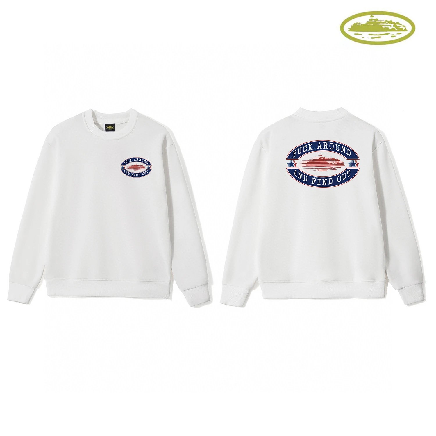 Corteiz Logo Grid Crewneck Sweatshirt White Hoodie - 4