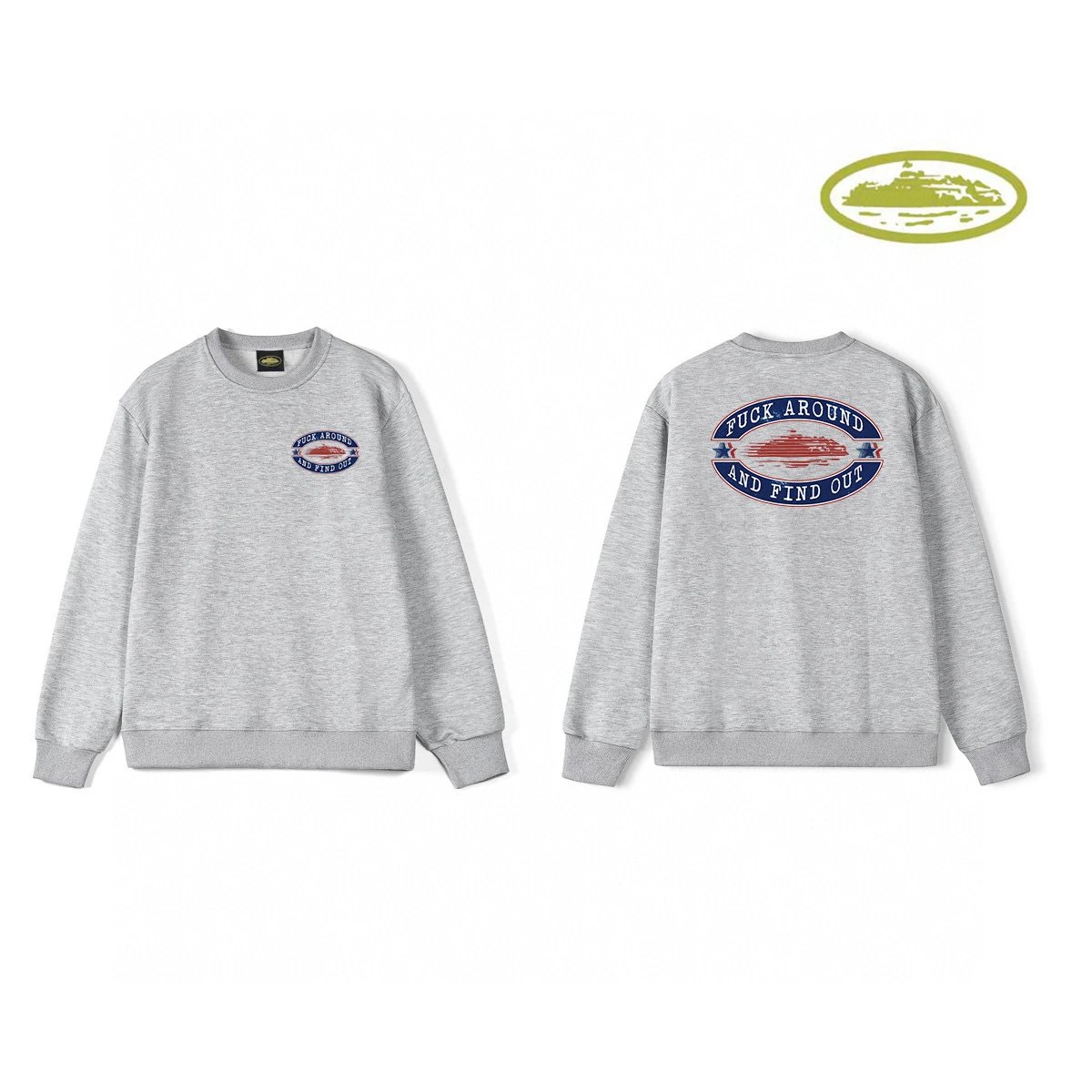 Design Fuck Around And Find Out Graphic Crewneck Sweatshirt Gray Hoodie - 1