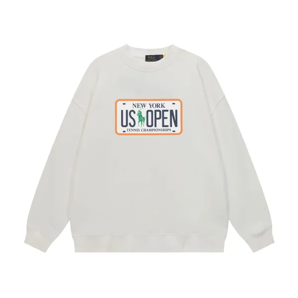 Polo Ralph Lauren US Open License Plate Graphic Crewneck Sweatshirt White Hoodie - 1