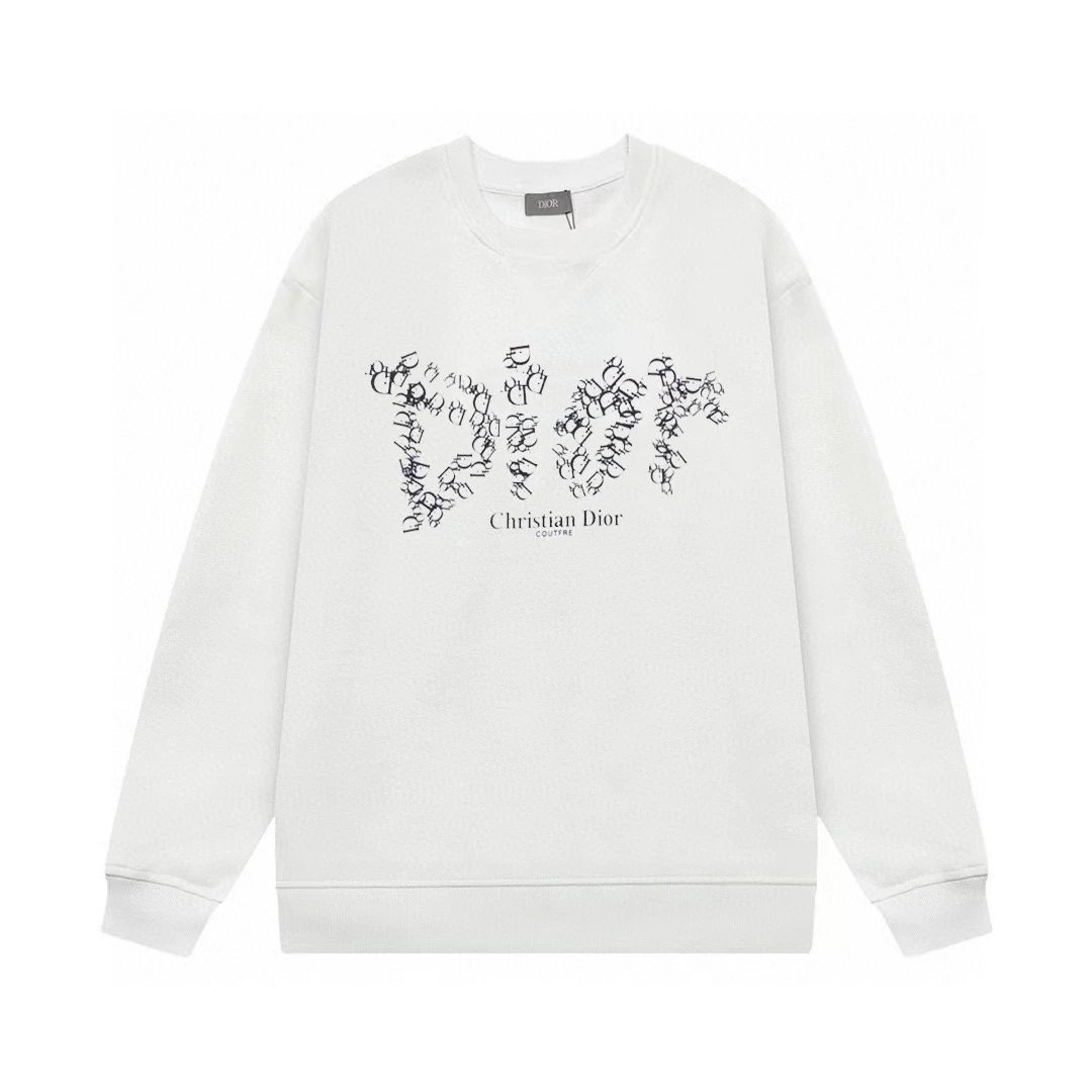 Dior Oblique Logo Print White Hoodie - 11