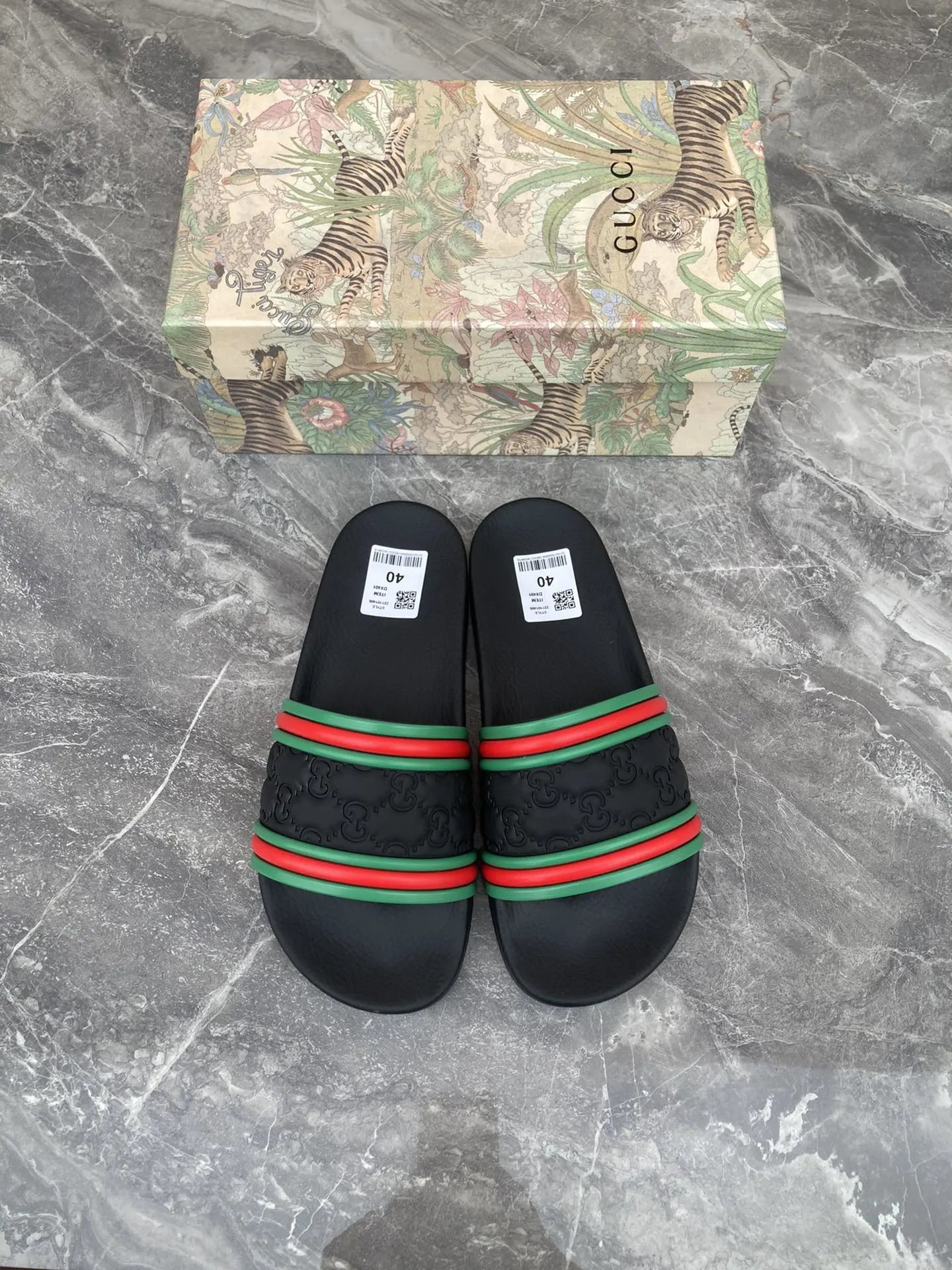 Gucci GG Web Stripe Slide Black
