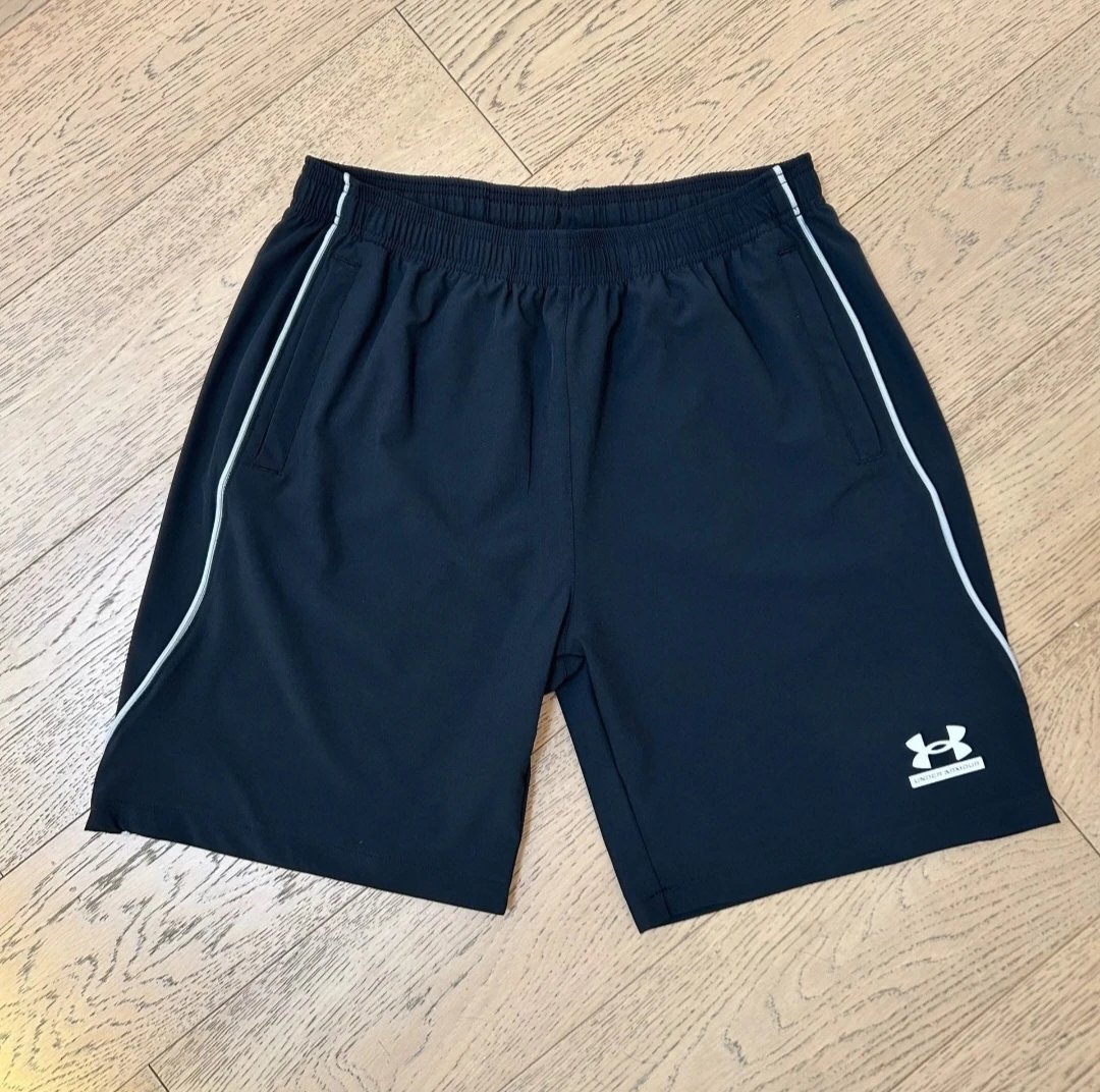 Under Armour Shorts Elastic-Waist Athletic with Contrast Piping — Navy Blue