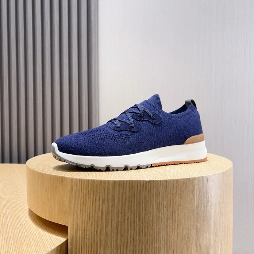 Brunello Cucinelli Knitted Lace Up Sneakers