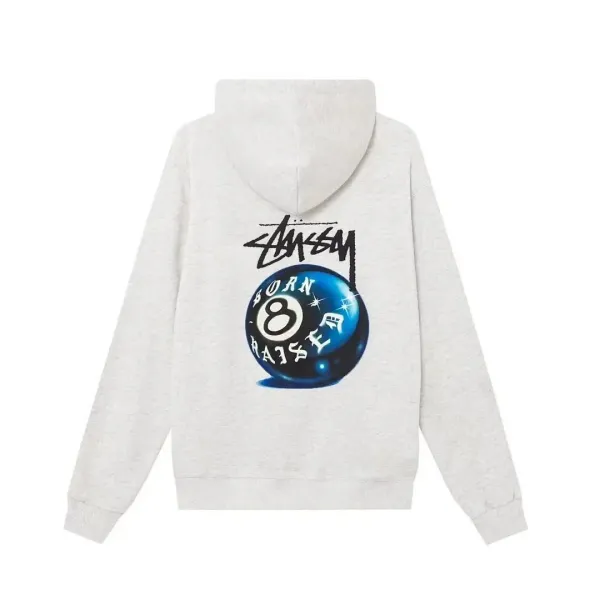 Stussy Born 8 Ball Hoodie Gray - 1