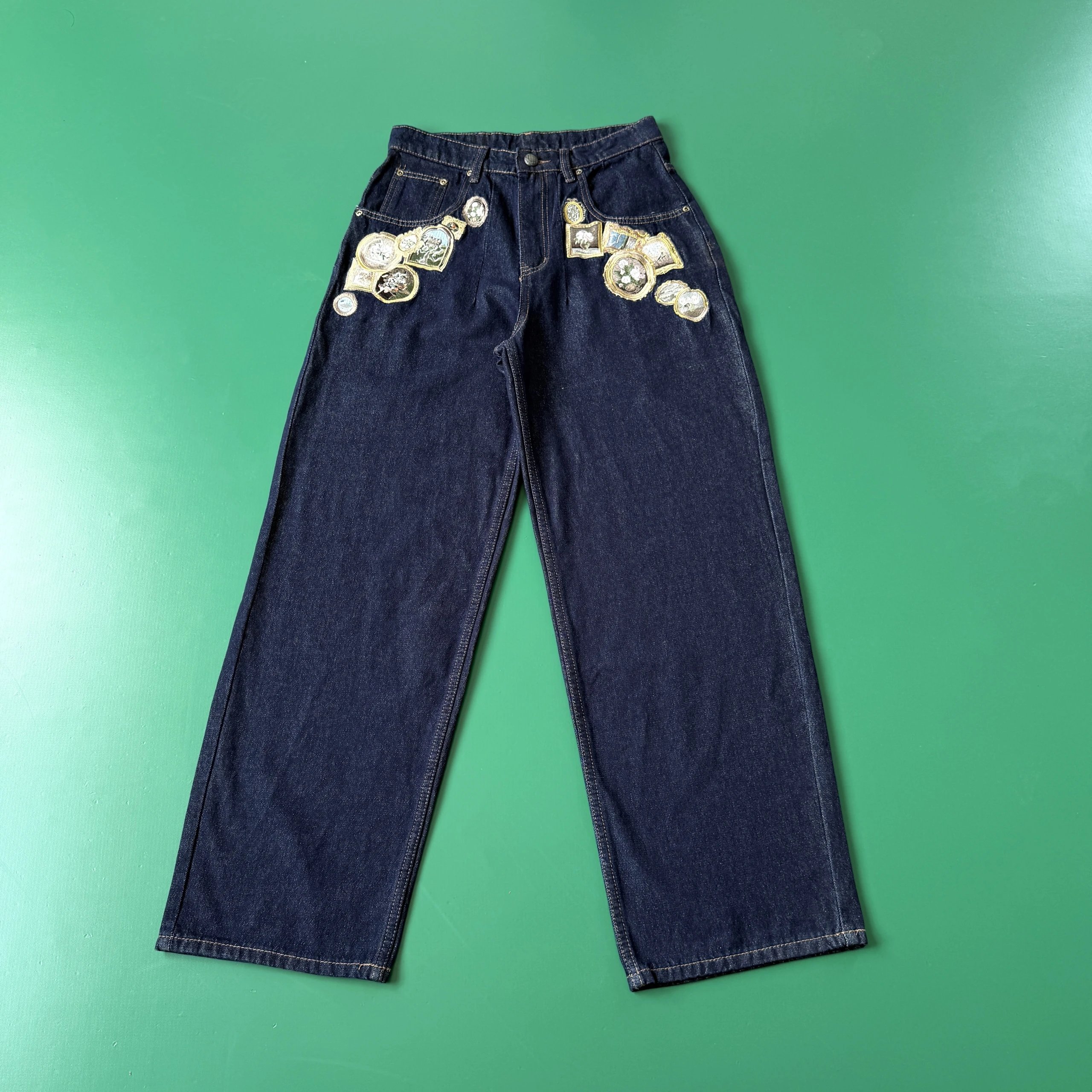 Dior Oblique Embroidered Wide-Leg Jeans Light Wash - 18