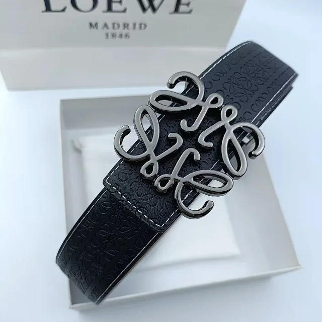 Loewe Belts Anagram buckle embossed belt product detail image 15