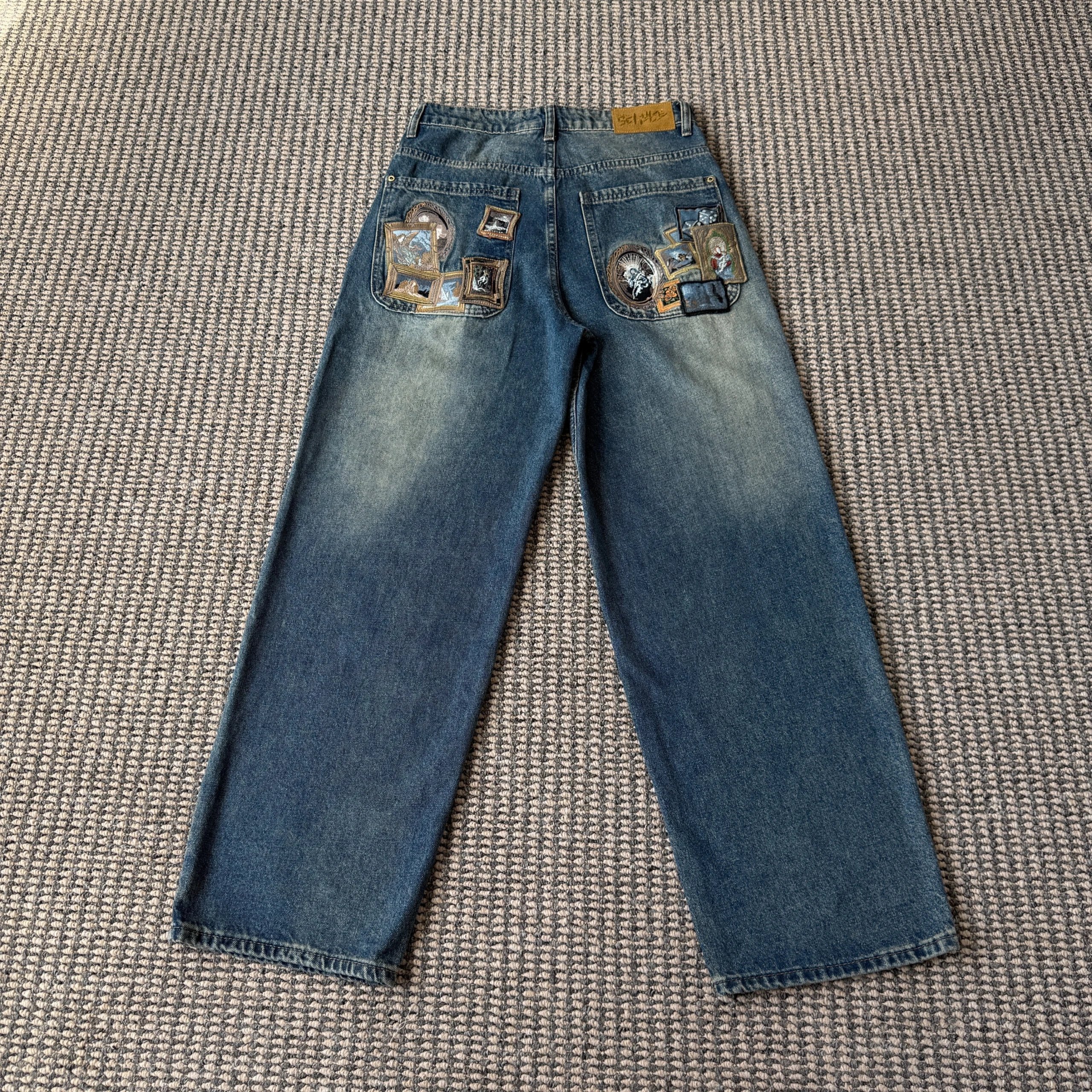 Dior Oblique Embroidered Wide-Leg Jeans Light Wash - 11