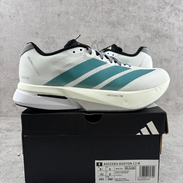 Adidas Adizero Boston 13 White / Cyan / Black Running Shoes 跑步鞋 product listing in Litbuy spreadsheet finds