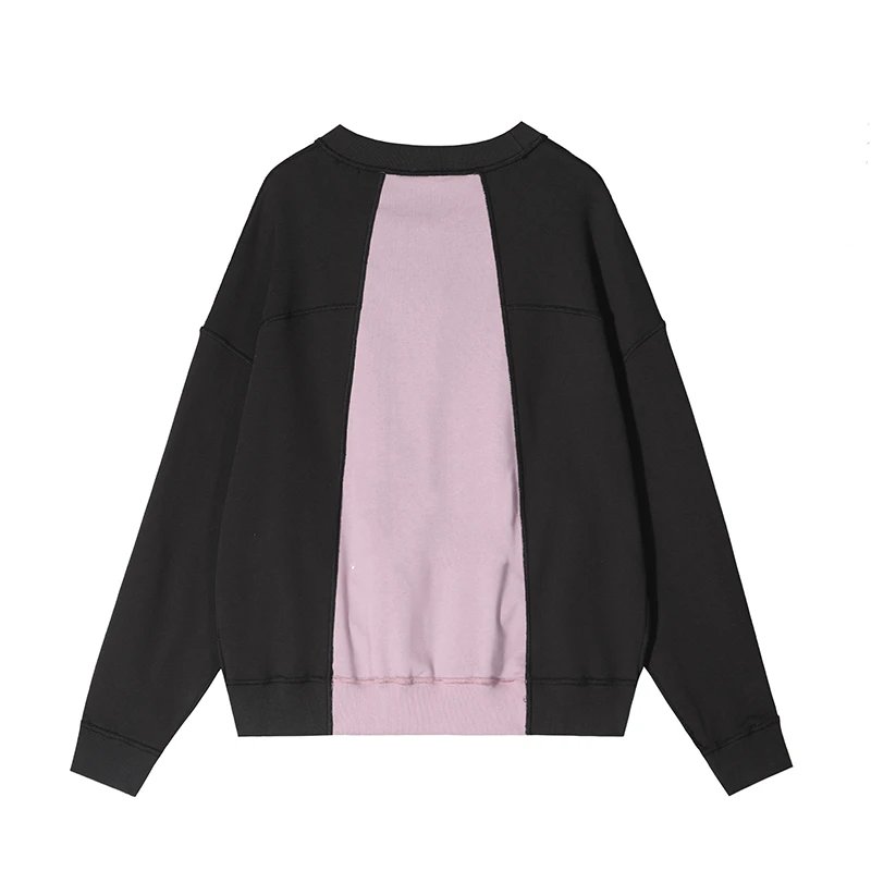Tailored and stitched logo embroidered vintage round neck sweatshirt