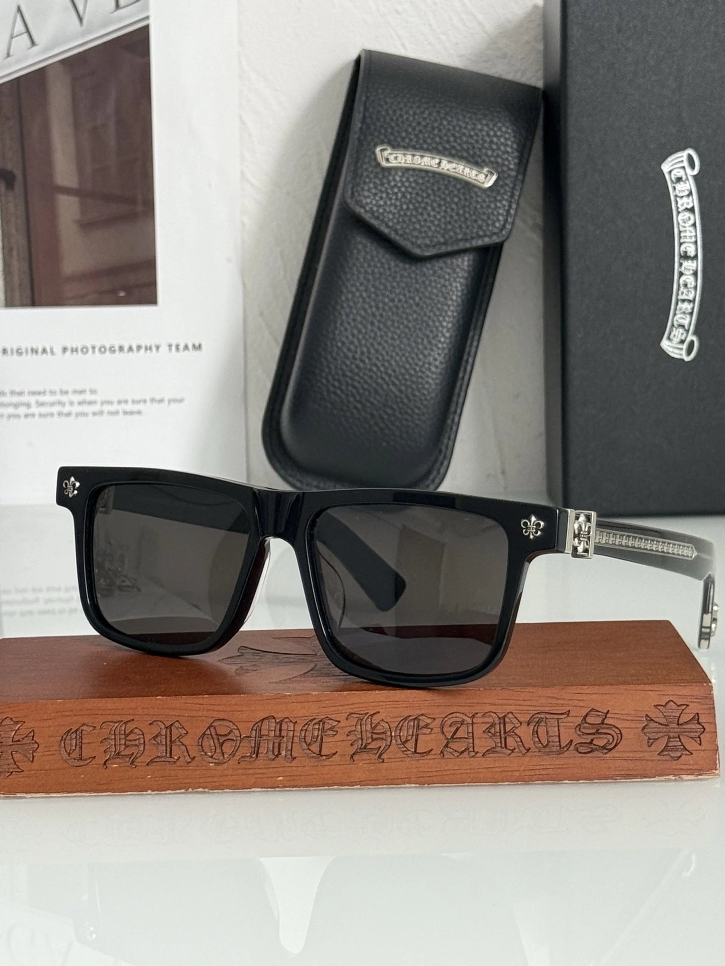 Chrome Hearts BOXLUNCH-A Square-Frame Acetate Sunglasses Black Grey (BOXLUNCH-A)