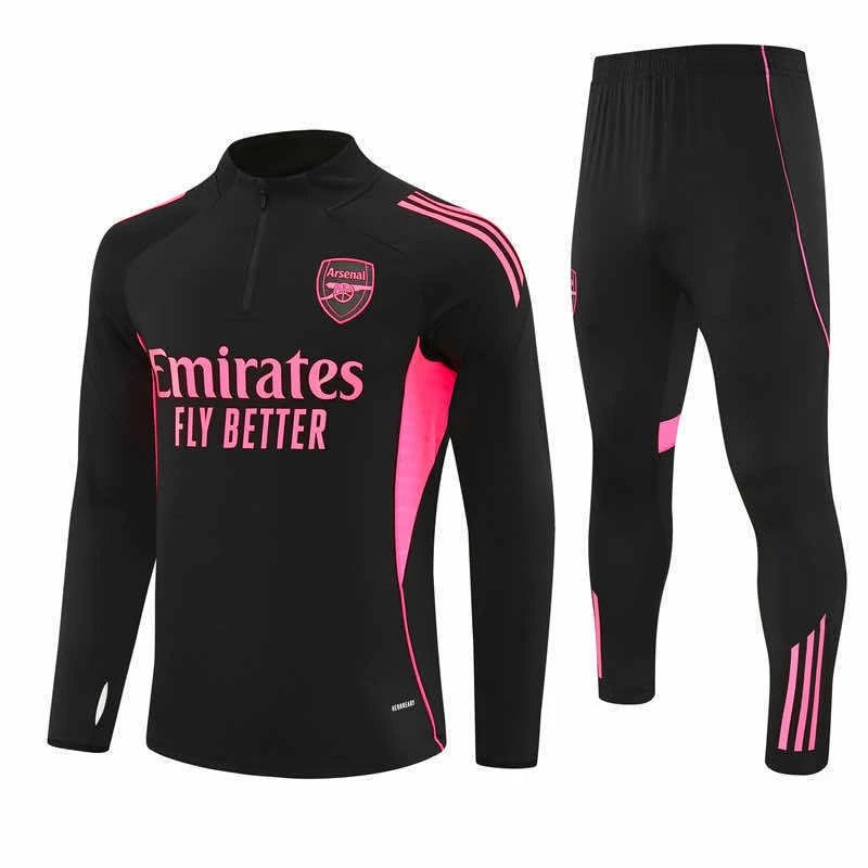 2526 Arsenal black and pink shoulder training suit half pull set (please note customization information when placing the order, messages are not included)