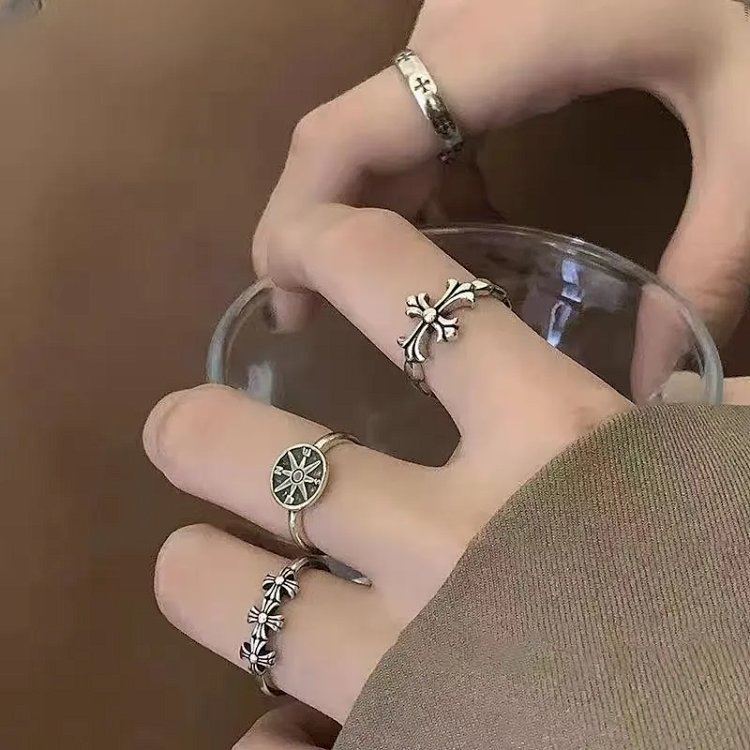 Crush Style Fleur-de-Lis Cross Ring Silver Jewelry - 2